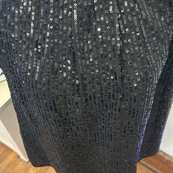 Michael Michael Kors black sequined short sleeve blouse Size M New - Picture 2 of 11